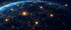 A glowing Earth connected by golden nodes — synchronized global prayer